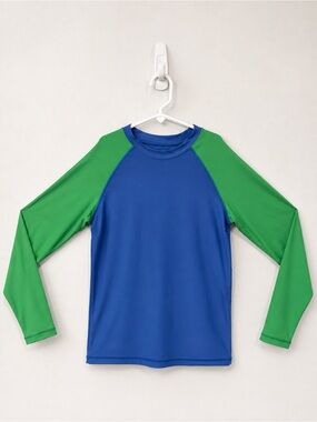 Primary Kids Blue & Green Long Sleeve Rash Guard Swim Shirt Size 12